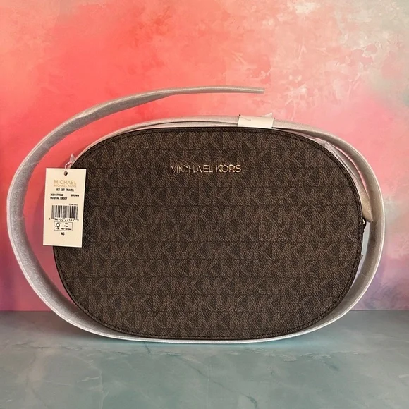 Michael Kors Brown Logo Crossbody Bag Jet Set Travel - Picture 6 of 16